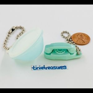 Tupperware and Princess telephone keychain set tinietreasures